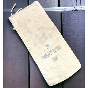 Bolsa de dinero del Banco Nacional de Connecticut saco de tela vintage bien usado - Imagen 1 de 10