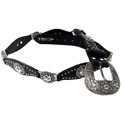 Cinturón Nocona - Cinturón Occidental Bling de Cuero Negro - Tachonado con Estrás Talla L Foto 1 de 4