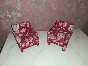 2 x Alter Sessel-1940er Jahre-Wohnzimmer-Kaufladen-Puppenhaus-Puppenstube - Bild 1 von 2