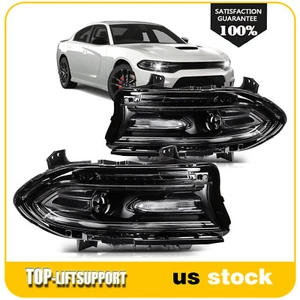 Pair [LED DRL]Headlights Assembly For 2015-2023 Dodge Charger Black Projector - Picture 1 of 7
