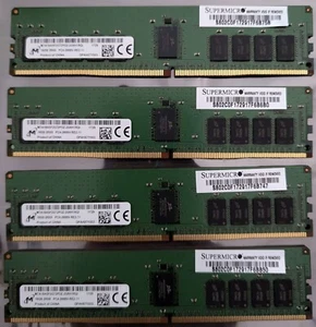 Lot of 4 Micron 16GB 2RX8 PC4-2666V MTA18ASF2G72PDZ-2G6H1RQI 16GB RDIMM MEMORY - Picture 1 of 2