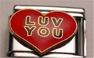 BRACCIALE CUORE ROSSO LUV YOU CHARM ITALIANO 9MM CLASSICO LOVE FOR FAI DA TE NUOVO - Foto 1 di 2