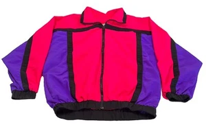 Vintage Windbreaker Men’s XS Sporting Life By Catalina Pink Purple Black Zip USA - Picture 1 of 14