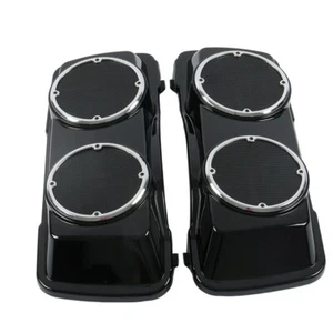 Glossy Black ABS Dual 6.5" Saddlebag Speaker Lids for Harley Touring 1994 - 2013 - Picture 1 of 4