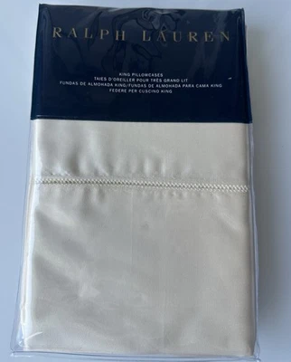 Ralph Lauren RL 624 Solid Sateen King Pillowcases Hollywood Cream - Image 1 of 4