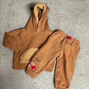 Gymboree Vacanze Invernali Natale Rudolf Set Jogger Unisex 2 Pezzi | 2T - Foto 1 di 10