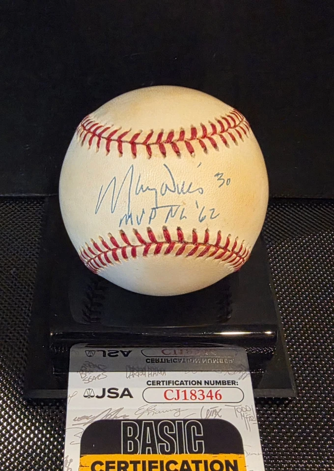 Maury Wills Los Angeles Dodgers Signed Autographed RONLB Baseball JSA coa - Image 1 of 3