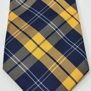 Tommy Hilfiger Herren Krawatte Navy Blau Gold Weiß 100% Seide Unisex Preppy Büro - Bild 1 von 6