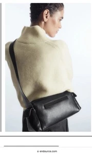 COS Authentic Black Leather Tote Bag Crossbody Shoulder Pocket Bag Immaculate - Picture 1 of 24