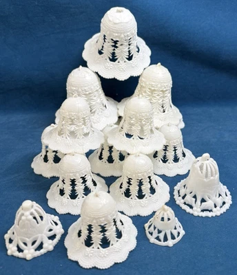 16 pcs. Vintage Wilton Wedding Cake White Bell Topper Decorations - Image 1 of 4
