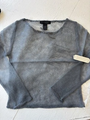 Y2K NWT Express Open Knit Sheer Mohair Fall Sweater Gray S - Image 1 of 4