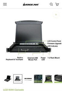 IOGEAR GCL1800 17" LCD Combo Console Monitor Mouse Keyboard - Picture 1 of 2