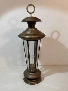 Lanterna vintage in ottone portacandele pannelli decorativi in vetro inciso 18,5" - Foto 1 di 18