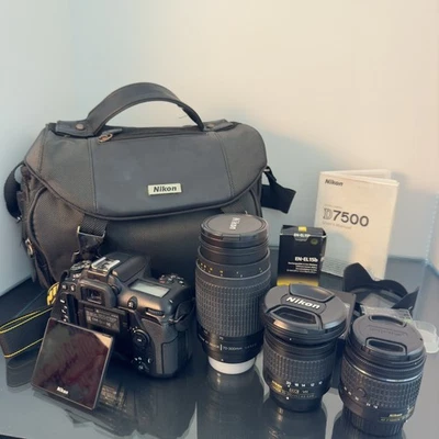 Nikon D7500 DSLR Camera  - With 3 Lens, 2 Batteries and more! Fantastic Camera! - Image 1 of 4