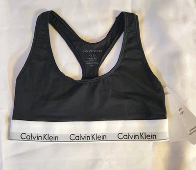 Calvin Klein Bralette Bra Unlined Cotton Racerback Size Small Black Modern NWT - Image 1 of 4