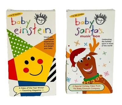 Vintage Baby Einstein & Baby Santa’s Music Box VHS Videos Language Christmas Lot Foto 1 de 4