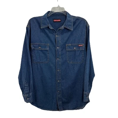Vintage Craftsman Blue Denim Button Up Shirt Sz Medium Chest Pocket Long Sleeve - Image 1 of 4