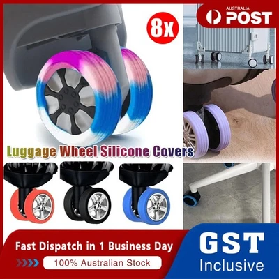 8pcs Luggage Wheel Silicone Covers Protection Cover Extend Suitcase Lifespan AU - image 1 of 4