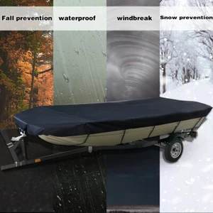 210D For Jon Boat Cover 12ft 14ft 14ft 18ft 56'' 70'' 75'' Black - Picture 1 of 15