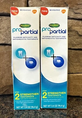 2 Pasta de dientes parcial Polident Pro 3,4 oz fluoruro paso 2 fortalecer exp. 07/2022 Foto 1 de 4