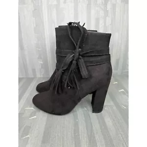 JustFab Stiefeletten Landry Damengröße 8 schwarz Kunstleder Absatz Booties Quasten - Bild 1 von 8