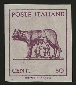 1943 Luogotenenza - 50 c. Lupa Capitolina non dentellato senza gomma - Picture 1 of 2
