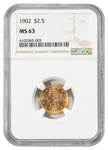 1902 Liberty Head $2.5 Gold Quarter Eagle NGC MS63 Cover