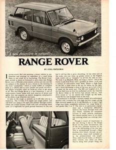 1970 RANGE ROVER ~ ORIGINAL 2-PAGE ROAD TEST / ARTICLE / AD - Picture 1 of 2