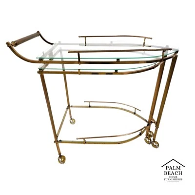 Carro de bar vintage plegable de latón y vidrio estilo VISTAS GLOBALES Foto 1 de 4