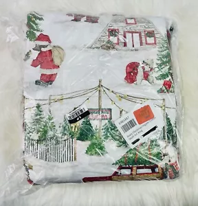 Pottery Barn Beary Christmas Sheet Set King Organic Holiday Tree Car Bear - Picture 1 of 6