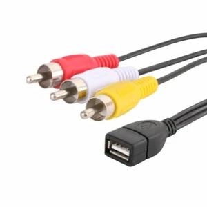 5FT USB 2.0 A Female to 3 RCA Male Audio Video AV Adapter Cable Cord For PC TV - Picture 1 of 5