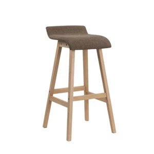 Wooden Brown Bar Stools Padded Fabric Seat Dinning Chair-Set Of 2 *FREE DELIVERY - Picture 1 of 1