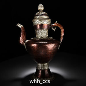 21" Tibet Pure copper Tibetan Silver Butter Teapot