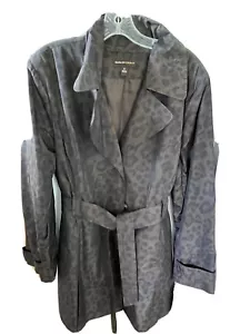 Dana Buchman Dark Animal Leopard Print Rain Jacket Coat XL Lightweight w/Tie NWT - Picture 1 of 11