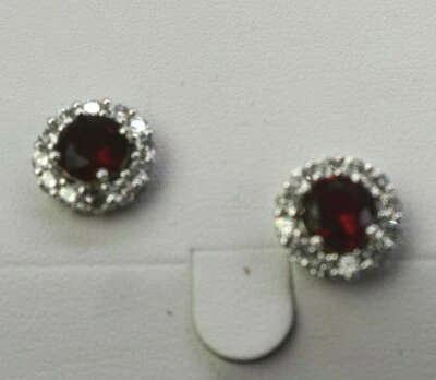 Savvy Cie Womens Red Timeless Silver Tone Lab Created Ruby Stud Earrings OS - Image 1 of 4