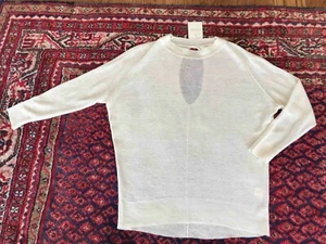 Inhabit Womens Sweater Small Ivory Cream 100% Linen Keyhole Back Pullover New S - Picture 1 of 8