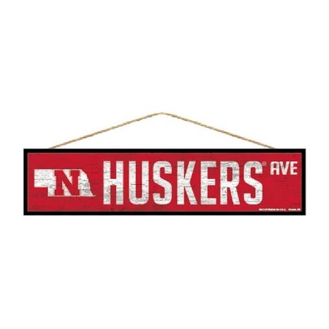 Nebraska Cornhuskers 4"x17" Wood Sign Avenue Design [NEW] Street Banner Wall Cover