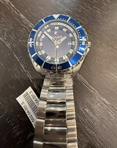 Calibre Men's Watch SC-5S2-04-001.3 Sea Knight Luminous Blue Dial Steel Date - Picture 1 of 11
