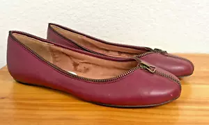 Corso Como Round Toe Ballet Flats Burgundy Leather Slip On Women's Shoes 8 M - Picture 1 of 12