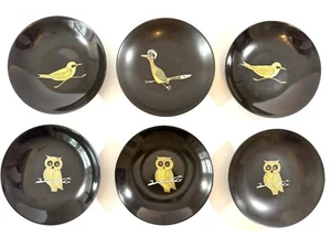 Couroc Of Monterey Bowl Plate Set of 6 Roadrunner Owl Sandpiper Vintage - Picture 1 of 16