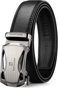 Men'S Leather Ratchet Dress Belt with Automatic Sliding Buckle - Picture 1 of 6
