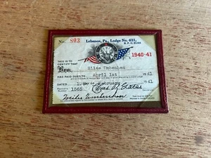 Tarjeta de miembro BPOE Elks Lebanon PA 1941 de colección con soporte Miles Umbenhen - Imagen 1 de 24