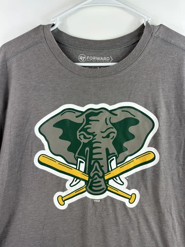 '47 Brand Forward Oakland Athletics Gray Stomper Bats Logo Men’s XL T-Shirt EUC Cover