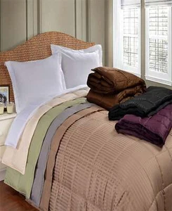 GoLinens Reversible All Season Down Alternative Stripe Bed Blanket - Picture 1 of 17