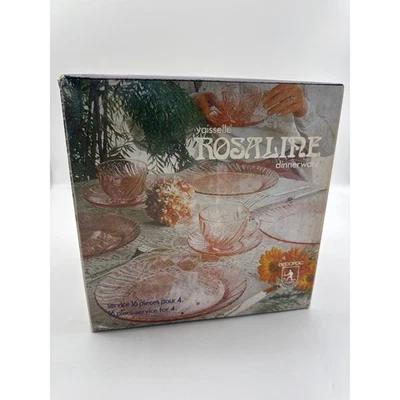 Vintage Rosaline 16pc Dinnerware Hostess Pink Arcoroc France Fast  - Image 1 of 3