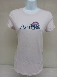 Classic Crew Aeropostale Large Purple T-Shirt Womens Embroidered Rose Flower - Picture 1 of 12