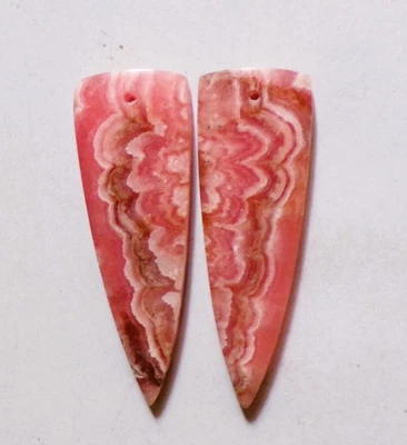 52.30 Cts Natural Rhodochrosite Drilled Cabochon Match Pair Gemstone 40.2X13.4MM - Image 1 of 3