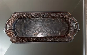 Vintage Metal Hairpin Tray I Need Thee Every Hour Cast Metal - Picture 1 of 10