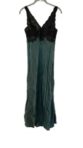 Abito lungo 100% seta NK Imode Morgan verde nero pizzo maxi slip dress stravagante - Foto 1 di 6