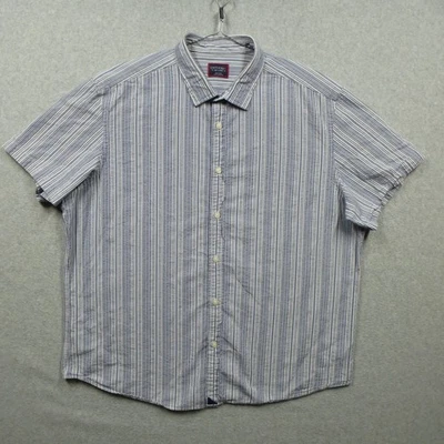 UNTUCKit Shirt Mens 2XL Blue Vertical Striped Cotton Short Sleeve Seersucker - Image 1 of 4